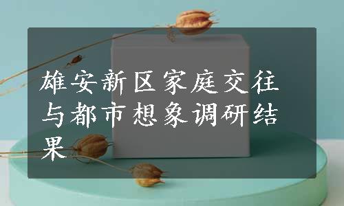 雄安新区家庭交往与都市想象调研结果