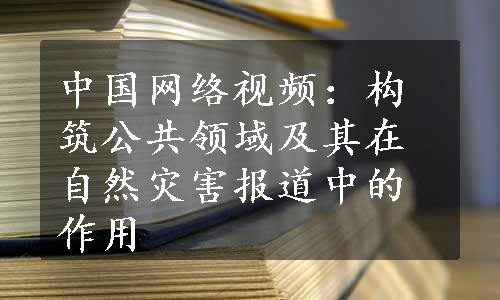 中国网络视频：构筑公共领域及其在自然灾害报道中的作用