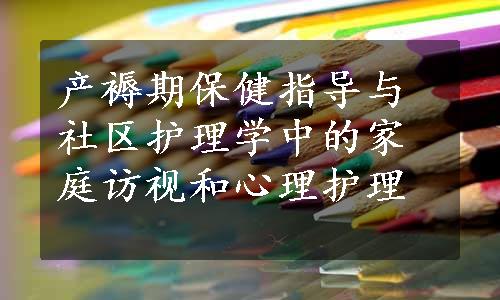 产褥期保健指导与社区护理学中的家庭访视和心理护理