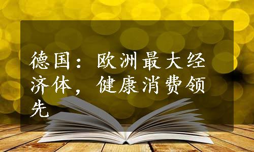 德国：欧洲最大经济体，健康消费领先