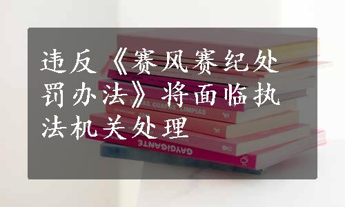 违反《赛风赛纪处罚办法》将面临执法机关处理