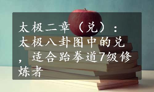 太极二章（兑）：太极八卦图中的兑，适合跆拳道7级修炼者