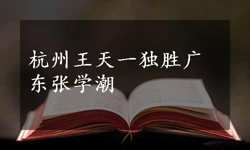 杭州王天一独胜广东张学潮