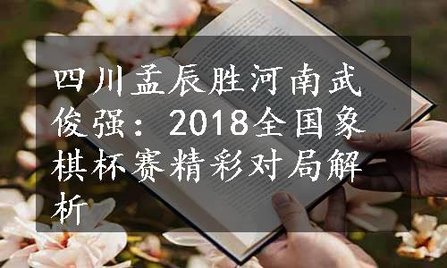 四川孟辰胜河南武俊强：2018全国象棋杯赛精彩对局解析