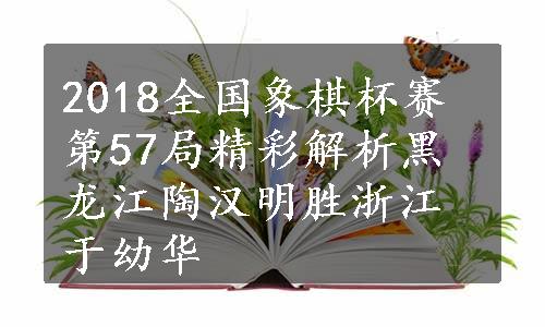 2018全国象棋杯赛第57局精彩解析黑龙江陶汉明胜浙江于幼华