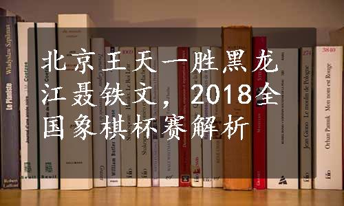 北京王天一胜黑龙江聂铁文，2018全国象棋杯赛解析