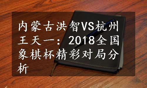 内蒙古洪智VS杭州王天一：2018全国象棋杯精彩对局分析