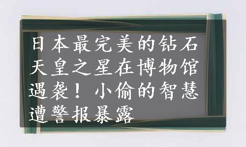 日本最完美的钻石天皇之星在博物馆遇袭！小偷的智慧遭警报暴露