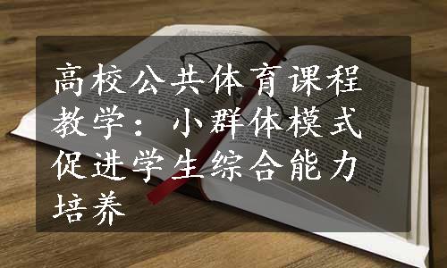 高校公共体育课程教学：小群体模式促进学生综合能力培养