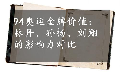 94奥运金牌价值：林丹、孙杨、刘翔的影响力对比