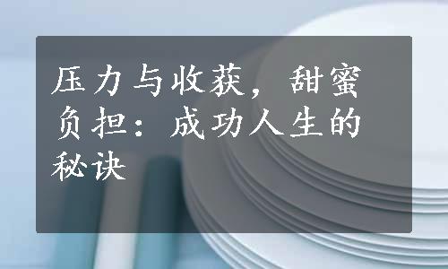 压力与收获，甜蜜负担：成功人生的秘诀