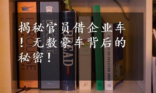 揭秘官员借企业车！无数豪车背后的秘密！