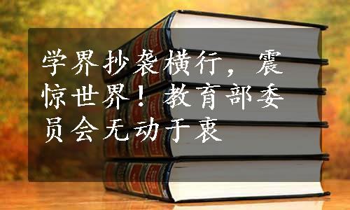 学界抄袭横行，震惊世界！教育部委员会无动于衷