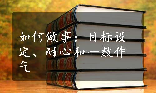 如何做事：目标设定、耐心和一鼓作气