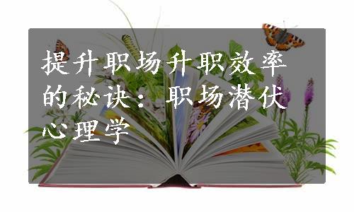 提升职场升职效率的秘诀：职场潜伏心理学