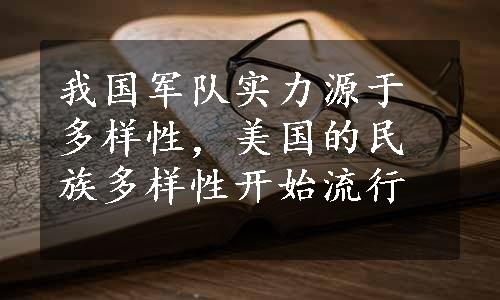 我国军队实力源于多样性，美国的民族多样性开始流行