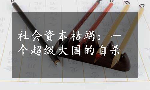 社会资本枯竭：一个超级大国的自杀