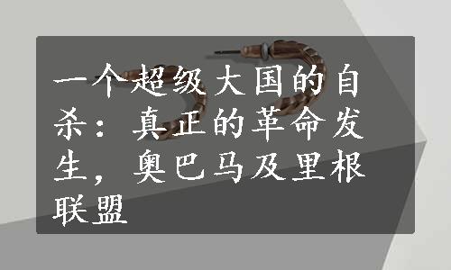 一个超级大国的自杀：真正的革命发生，奥巴马及里根联盟