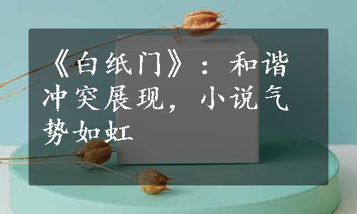 《白纸门》：和谐冲突展现，小说气势如虹