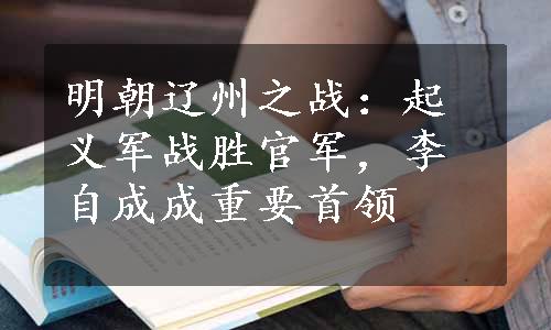 明朝辽州之战：起义军战胜官军，李自成成重要首领