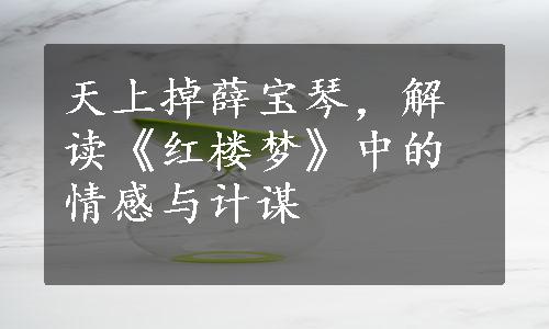 天上掉薛宝琴，解读《红楼梦》中的情感与计谋