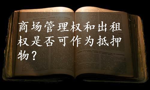 商场管理权和出租权是否可作为抵押物？