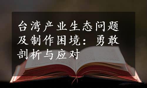 台湾产业生态问题及制作困境：勇敢剖析与应对