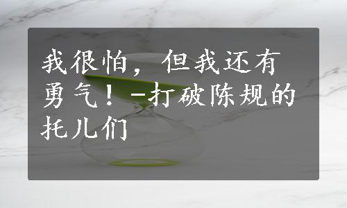 我很怕，但我还有勇气！-打破陈规的托儿们