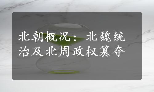 北朝概况：北魏统治及北周政权篡夺