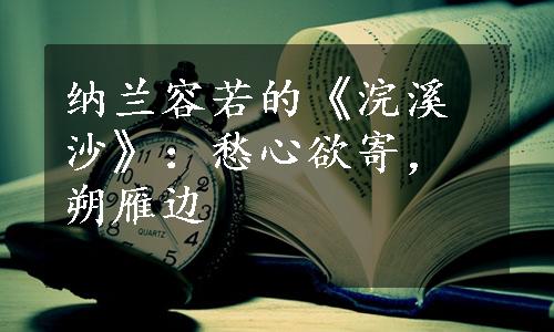 纳兰容若的《浣溪沙》：愁心欲寄，朔雁边