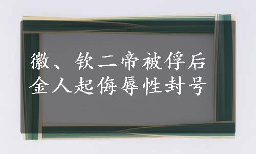 徽、钦二帝被俘后金人起侮辱性封号