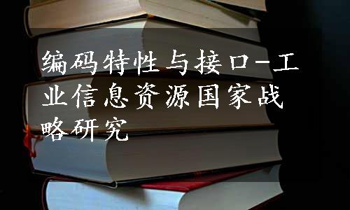 编码特性与接口-工业信息资源国家战略研究