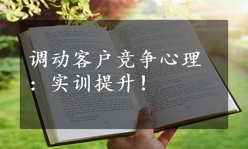 调动客户竞争心理：实训提升！