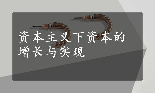 资本主义下资本的增长与实现