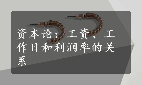 资本论：工资、工作日和利润率的关系