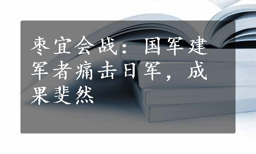 枣宜会战：国军建军者痛击日军，成果斐然