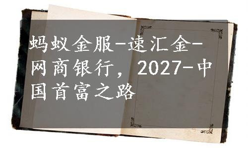 蚂蚁金服-速汇金-网商银行，2027-中国首富之路